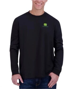 NWT John Deere Men’s XL Long Sleeve Tshirt Black Embroidery logo 100% cotton